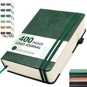 Lined Journal Notebook, 400 Pages Thick Journal for Writing, A5 Hardcover Leather Notebook with 100Gsm College Ruled Paper for Women Men Work Note taking, 5.8" x 8.4", Black