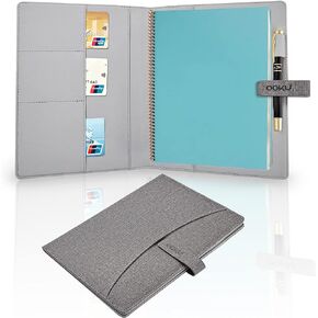 A4 Travelers Notebook Cover Compatible with Rocketbook Fusion Letter Size, Smart Reusable Notebook, Panda Planner, Wave, Everlast | 8.5 x 11 Journal Cover with Pen Loop, Business Card Organizer