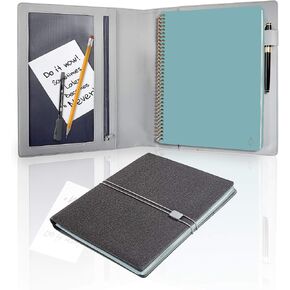 غطاء الكمبيوتر المحمول مقاس A4 Travellers متوافق مع Rocketbook Fusion بحجم Letter، دفتر ذكي قابل لإعادة الاستخدام، Panda Planner، Wave، Everlast | غطاء مخطط 8.5 × 11 مع حلقة قلم، منظم بطاقات العمل