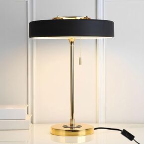 Modern Table Lamp Bedside Black Table Lights Night Light Living Room Study Room Reading Desk Lamp Plug in 3-Lights E14 Desk Light with Pull Switch