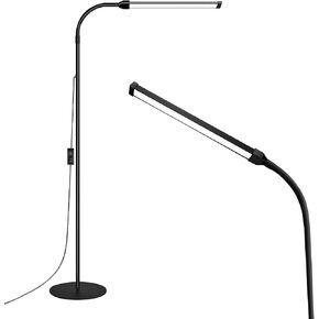 LED Floor Lamp for Living Room with Round Chassis,Lash Light Lamp for Eyelash Extensions,Custom Color Temperature Standing Lamp,Adjustable Gooseneck Reading Floor Lamp for Bedroom Office