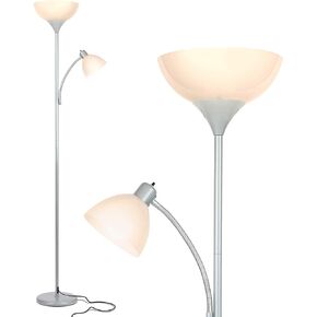 Brightech Sky Dome Plus LED Floor lamp, Torchiere Super Bright Floor Lamp with Reading Lamp for Living Rooms & Offices - Dimmable Tall Standing Lamp for Bedroom Reading - Black