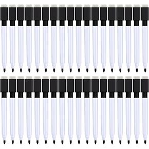 Boao Magnetic Dry Erase Markers Whiteboard Erase Marker with Erasers Cap for School and Office, Black (24 Pieces)