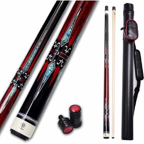 Collapsar CXL Pool Cue with 1X1 Hard Case,Low Deflection Shaft 13mm Black Tip Billiard Ques Sticks,58" 2-Pieces 19-21 oz Professional Pool Stick Set