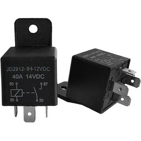 2 PCS 40A Car Relay, 4 Pin 12V Automotive Switches and Starters, Model JD2912-1H-12VDC 40A 14VDC, Universal Multi Purpose Heavy Duty Standard Relay for Car Motorcycle Boat
