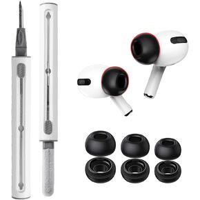 Premium Memory Foam Replacement Ear Tips for AirPods Pro & AirPods Pro 2nd Generation with Cleaning Kit, Anti-Slip Eartips and 3 in 1 Cleaner Pen for AirPods 1 2 3 Pro/Pro 2nd (S/M/L, 3 Pair Black)
