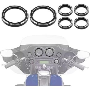 PSLER Motorcycle Burst Gauge Speedometer Instrument Trim Ring Decorative Cover Board Guard Bezel Kit Set Fit for Touring Ultra Classic Electra Street Road Glide Trike 1996-2013