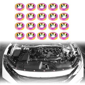 20 Pieces CNC Billet Aluminum Washer Kit for Bumper Fender Washer, Bumper Washer Bolt, License Plate, Engine Bay Dress Up (Red)
