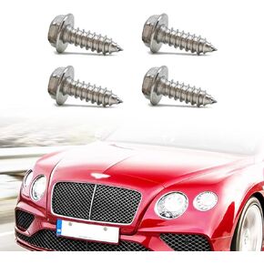 4pcs Black License Plate Screw Kit, Universal Stainless Steel Fasteners for License Plates, Frames, and Covers on Domestic Cars, Trucks, Vans, SUVs - Rustproof, Self Tapping Mounting Bolts (Black)