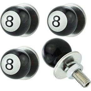 Abfer 8 Ball License Plate Fasteners Car License Plate Screws Covers 4Pcs Anti Theft Frame Bolts Kit Fit for Most Vehicle Trucks Motorcycles (Black)