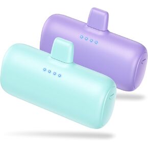 [2-Pack] Mini Portable Charger for iPhone,5200mAh Ultra Compact PD Fast Charging Power Bank,Plug-in Battery Pack Travel Cordless Phone Charger,Compatible with iPhone 14/14Pro/13/12/11/X/8/7/6plus etc