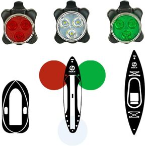 NIXY SUP and Kayak LED Navigation Lights - Red, Green and White, Rechargeable, 4 Flashing Modes, Back Clip, for Paddleboards, Boats, Canoes, Pontoons, Dinghy, Bikes and Rafts