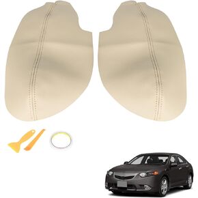 2Pcs Armrest Cover Car Door Panel Handrail Cover Beige Leather Replacement for 2009-2014 TSX