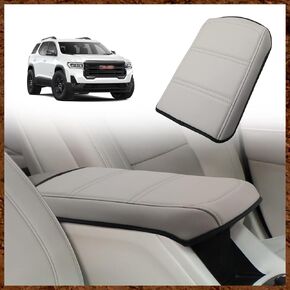 Muslogy for Acadia 2017-2023 Center Console Pad Armrest Cover Vegan Leather Cushion Pad Accessories Armrest Lid Protector Extra Soft Compatible with GMC Acadia 2023 2022-2017 (Black/Black Trim)
