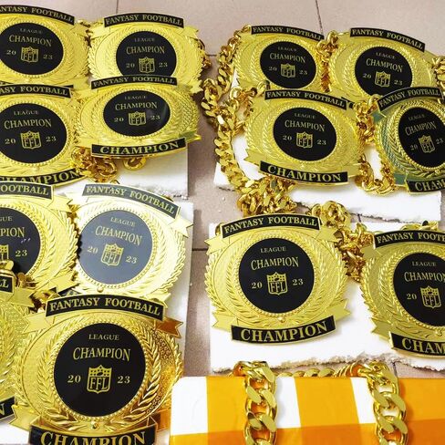 Fantasy Football Medal Award, Championship Chains Award Winner Prize Trophy, 7-3/4″ x 7″ Large Champ Medal in Saudi Arabia