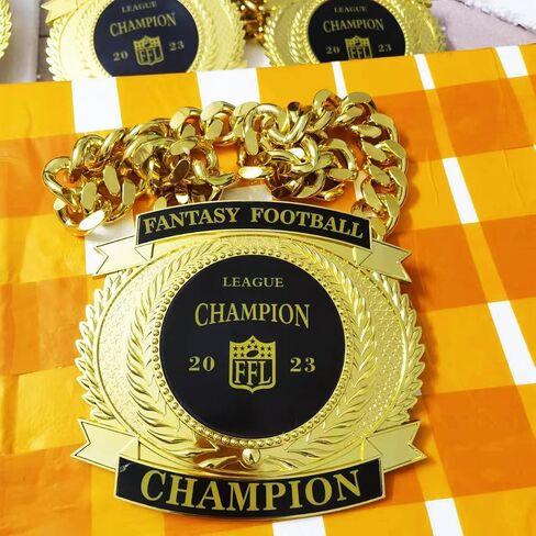 Fantasy Football Medal Award, Championship Chains Award Winner Prize Trophy, 7-3/4″ x 7″ Large Champ Medal in Saudi Arabia