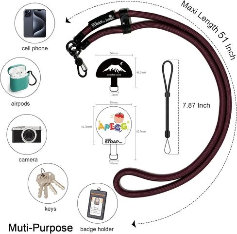 Phone Lanyard,Universal Adjustable Detachable Crossbody Cell Phone Strap with 1x Wrist Strap, 2x Phone Tether Patches,Anti-Theft Neck Shoulder Strap (Apricot) in Saudi Arabia