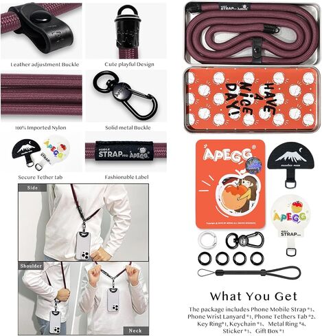 Phone Lanyard,Universal Adjustable Detachable Crossbody Cell Phone Strap with 1x Wrist Strap, 2x Phone Tether Patches,Anti-Theft Neck Shoulder Strap (Apricot) in Saudi Arabia