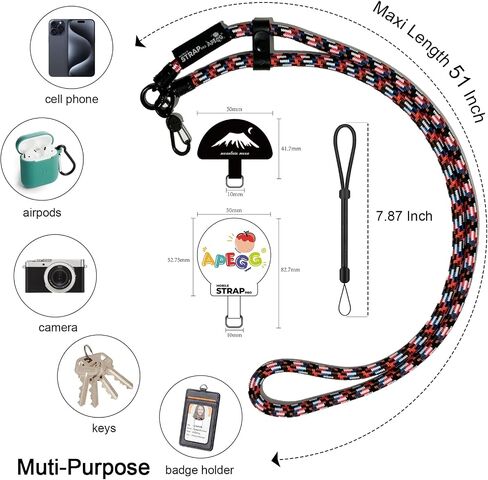 Phone Lanyard,Universal Adjustable Detachable Crossbody Cell Phone Strap with 1x Wrist Strap, 2x Phone Tether Patches,Anti-Theft Neck Shoulder Strap (Apricot) in Saudi Arabia
