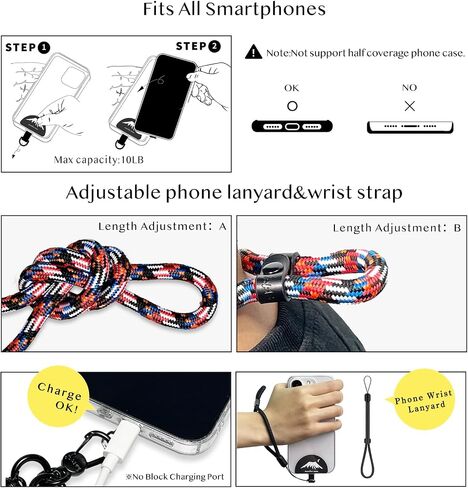 Phone Lanyard,Universal Adjustable Detachable Crossbody Cell Phone Strap with 1x Wrist Strap, 2x Phone Tether Patches,Anti-Theft Neck Shoulder Strap (Apricot) in Saudi Arabia