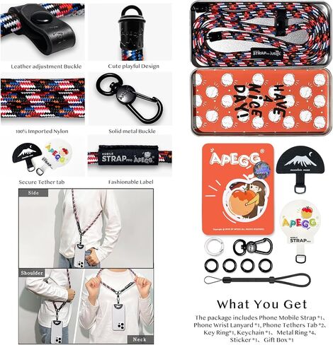 Phone Lanyard,Universal Adjustable Detachable Crossbody Cell Phone Strap with 1x Wrist Strap, 2x Phone Tether Patches,Anti-Theft Neck Shoulder Strap (Apricot) in Saudi Arabia