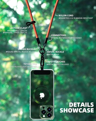 حبل طويل للهاتف، حزام هاتف للرقبة قابل للتعديل، حبل للهاتف الخلوي من النايلون العالمي، حبال ×1 + رقعة هاتف ×3، متوافق مع معظم الهواتف المحمولة (أخضر) in Kuwait