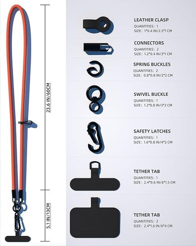 حبل طويل للهاتف، حزام هاتف للرقبة قابل للتعديل، حبل للهاتف الخلوي من النايلون العالمي، حبال ×1 + رقعة هاتف ×3، متوافق مع معظم الهواتف المحمولة (أخضر) in Kuwait