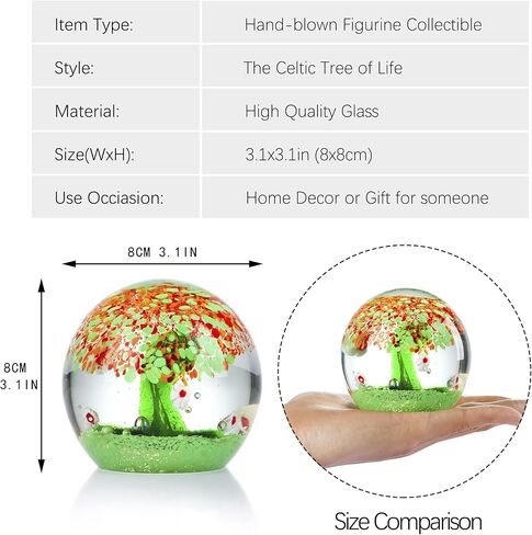 HDCRYSTALGIFTS 3.1 ''اليد في مهب شجرة الحياة سلتيك تحصيل التماثيل فن الزجاج Lampwork ثقالة الورق زخرفة ديكور للطاولات المنزل هدية in Kuwait