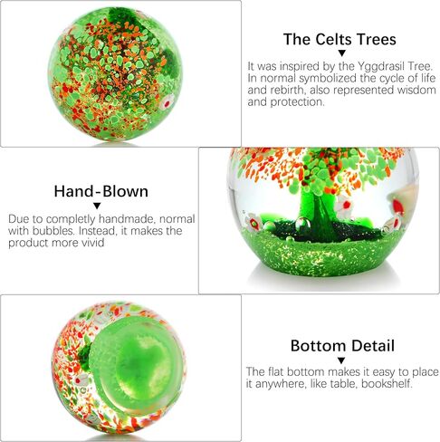 HDCRYSTALGIFTS 3.1 ''اليد في مهب شجرة الحياة سلتيك تحصيل التماثيل فن الزجاج Lampwork ثقالة الورق زخرفة ديكور للطاولات المنزل هدية in Kuwait