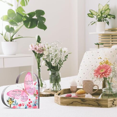 Christian Gifts Religious Gifts Scripture Gifts for Women Bible Verse Inspirational Heart-Shaped Acrylic Desk Decor Perfect Birthday Present for Women of Faith - Because Every Second He Loves in Kuwait