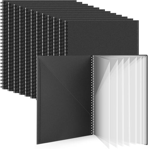 Qilery 8 Pcs 10 Pocket Folder Bulk Plastic Spiral Project Organizer for Documents Papers Homework Portfolio Folder Binder with Plastic Sleeves School Office Supplies (Blue) in Saudi Arabia