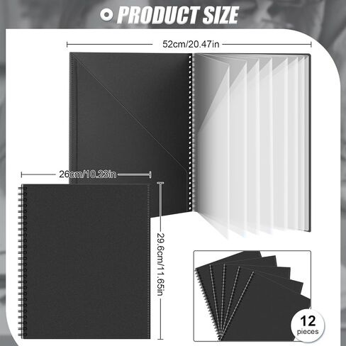 Qilery 8 Pcs 10 Pocket Folder Bulk Plastic Spiral Project Organizer for Documents Papers Homework Portfolio Folder Binder with Plastic Sleeves School Office Supplies (Blue) in Saudi Arabia