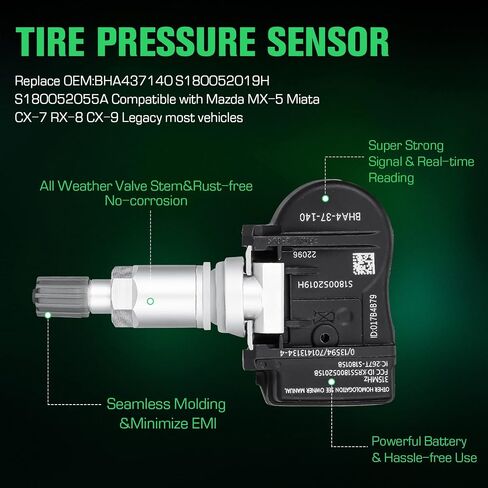 BHA437140 TPMS Sensor Tire Pressure Monitoring System 315MHz S180052019H for Mazda MX-5 Miata CX-7 RX-8 CX-9, for Mazda 2 3 5 6, S180052055A in Saudi Arabia