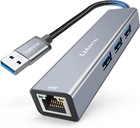 محول USB 3.0 إلى إيثرنت جيجابت | محور USB-A 3.0 ذو 3 منافذ مع محول 10/100/1000 RJ45، محول شبكة USBA إلى LAN من الألومنيوم 4 في 1 لأجهزة Surface Pro وChromebook وDell والكمبيوتر المحمول in Saudi Arabia