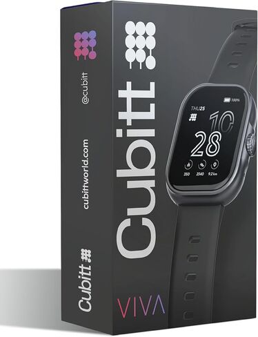 Cubitt Viva Smartwatch/Fitness Tracker with 1.84" Touch AMOLED Screen, Bluetooth Calling, 60+ Sports, Blood Oxygen, Heart Rate, Stress and Sleep Monitor, Waterproof, Step Counter for Men and Women in Kuwait
