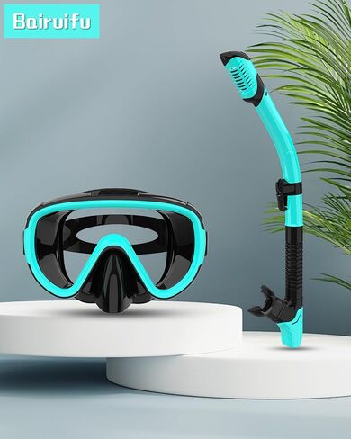 Bairuifu 2 Packs Dry Snorkel Mask Set Snorkeling Gear for Adults Scuba Diving Mask Swimming Glasses Swim Dive Mask Nose Cover Free Diving in Kuwait