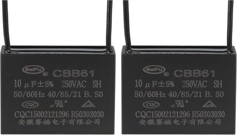 YOKIVE 2Pcs Ceiling Fan Capacitor CBB61, Metallized Polypropylene Film Capacitor Great for Fans Pumps Motors Running (10uF 250V AC 2 Wires 50/60Hz) in Saudi Arabia