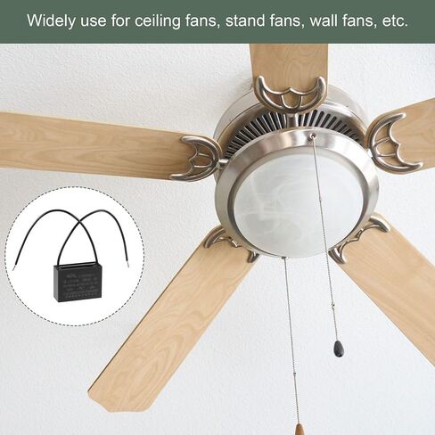 YOKIVE 2Pcs Ceiling Fan Capacitor CBB61, Metallized Polypropylene Film Capacitor Great for Fans Pumps Motors Running (10uF 250V AC 2 Wires 50/60Hz) in Saudi Arabia