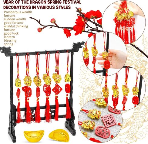 10 قطع 2024 سنة التنين الصينية سحر الحظ عقدة صينية محظوظة معلقة المعلقات الشرقية سحر الحظ السعيد السنة الصينية الجديدة فنغ شوي ديكور لنجاح الثروة والثروة in Kuwait