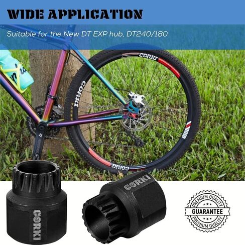 أداة صواميل حلقة الدراجة من Corki Cycles، أداة تثبيت وإزالة صواميل حلقة قفل المحور الخلفي للدراجة أداة محور عجلة الدراجة لـ DT Star Ratchet EXP، DT Swiss 3 Pawl Hub - ثلاثة أسود in Kuwait