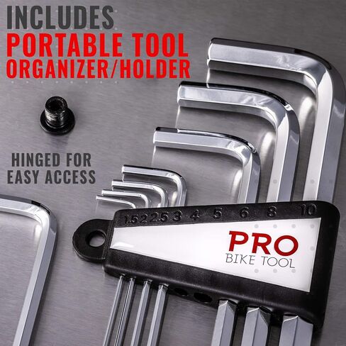 PRO BIKE TOOL Clé Allen، clé hexagonale، extrémité sphérique – 9 أدوات سداسية على الصلب S2 سمة حرارية – Kit d'entretien essentiel لدراجات الطريق والجبال - jeu de clé allen in Saudi Arabia