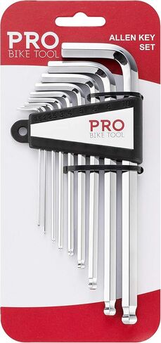 PRO BIKE TOOL Clé Allen، clé hexagonale، extrémité sphérique – 9 أدوات سداسية على الصلب S2 سمة حرارية – Kit d'entretien essentiel لدراجات الطريق والجبال - jeu de clé allen in Kuwait