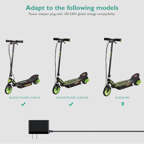لشاحن سكوتر كهربائي Razor Power Core E90، محول Lnauy متوافق مع Razor Power Core 90 E90 E95 95 سكوتر كهربائي 12 فولت 1 أمبير سلك شحن مزود الطاقة in Kuwait
