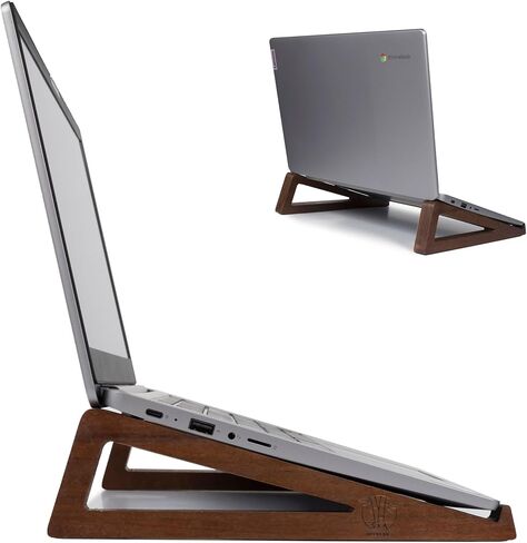 S&A WOODCRAFT Wooden Laptop Stand, Portable Desk Laptop Holder for Tablet with Carry Pouch, Compact Travel Laptop Stand with Protective Silicone Pads, Suitable for Laptops and Tablets in Saudi Arabia
