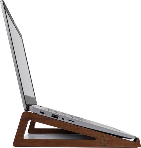 S&A WOODCRAFT Wooden Laptop Stand, Portable Desk Laptop Holder for Tablet with Carry Pouch, Compact Travel Laptop Stand with Protective Silicone Pads, Suitable for Laptops and Tablets in Saudi Arabia