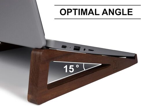 S&A WOODCRAFT Wooden Laptop Stand, Portable Desk Laptop Holder for Tablet with Carry Pouch, Compact Travel Laptop Stand with Protective Silicone Pads, Suitable for Laptops and Tablets in Saudi Arabia