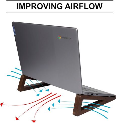 S&A WOODCRAFT Wooden Laptop Stand, Portable Desk Laptop Holder for Tablet with Carry Pouch, Compact Travel Laptop Stand with Protective Silicone Pads, Suitable for Laptops and Tablets in Saudi Arabia