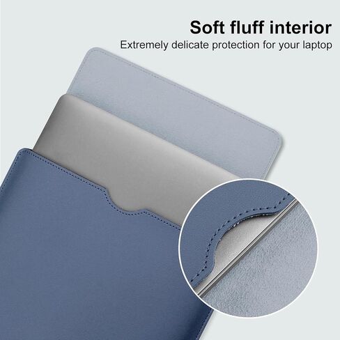 Minimalist Style PU Leather Laptop Sleeve for 2023 MacBook Air 15 inch A2941 M2 Chip, Inner Soft Fluff Thickened Padded Portable Travelling Notebook Bag Case (Black) in Saudi Arabia