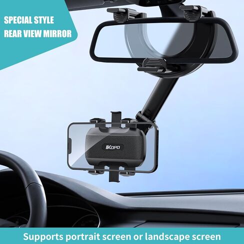 Car Phone Holder Rearview Mirror Mount, Sturdiest Shockproof Mobile Cell Phone Mount for Car with Adjustable Arm Suitable All Phones and All Car Rearview Mirror in Kuwait