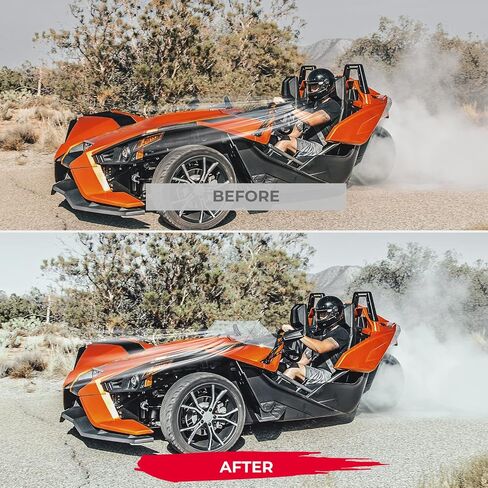KEMIMOTO Windshield Wind Deflector Compatible with Polaris Slingshot Ripper Series 2015-2023 S SL SLR GT LE 2882154 - Scratch Resistant Hard-coated Polycarbonate Tall Clear Windshield Accessories in Saudi Arabia